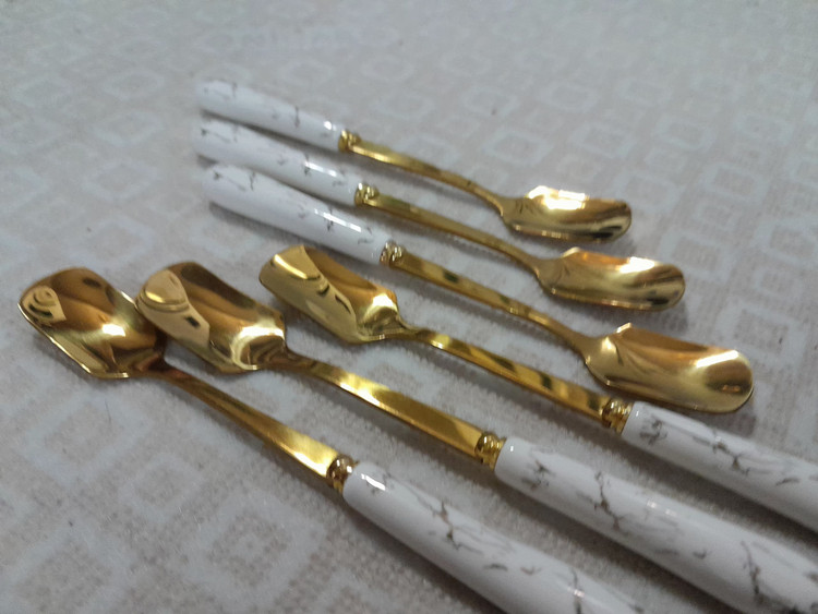 قاشق مربا خوری 6نفره اصل برند ABLL مدل ماربل دسته سرامیکی کدABLL t2 6pc t2