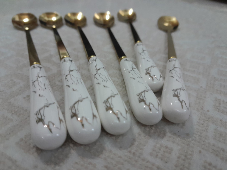 قاشق شربت خوری 6نفره برندABLL مدل ماربل دسته سرامیکی کدABLL t3 6pc t3