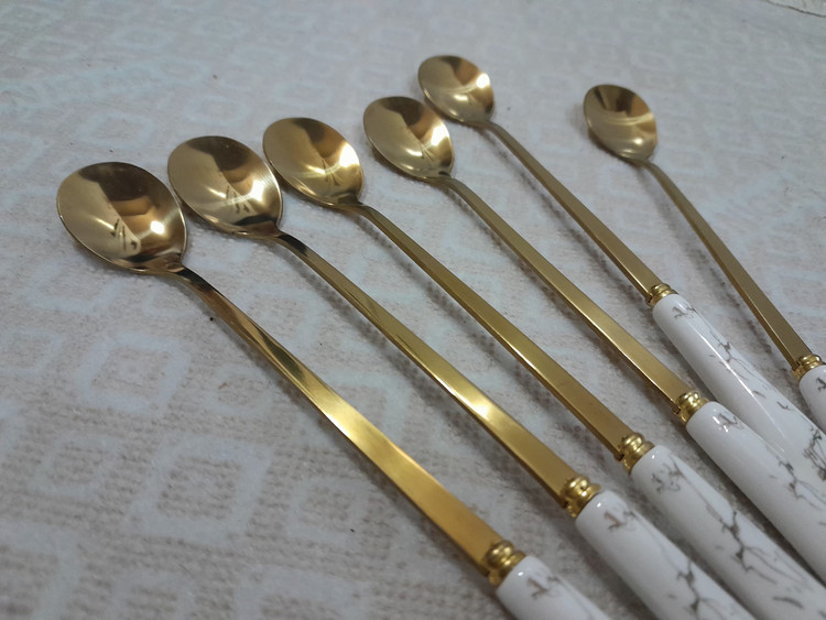 قاشق شربت خوری 6نفره برندABLL مدل ماربل دسته سرامیکی کدABLL t3 6pc t3