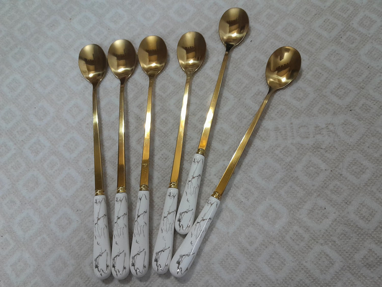 قاشق شربت خوری 6نفره برندABLL مدل ماربل دسته سرامیکی کدABLL t3 6pc t3