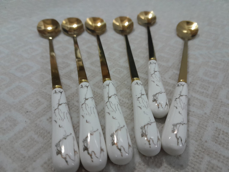 قاشق شربت خوری 6نفره برندABLL مدل ماربل دسته سرامیکی کدABLL t3 6pc t3