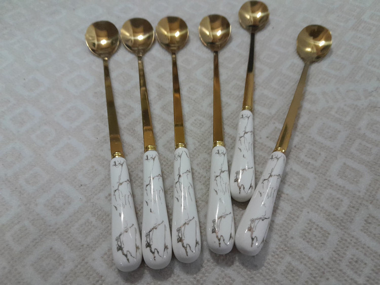 قاشق شربت خوری 6نفره برندABLL مدل ماربل دسته سرامیکی کدABLL t3 6pc t3