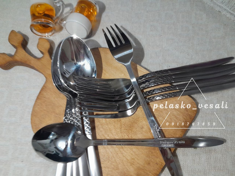 قاشق و چنگال ۶نفره اصل برند یونیک مدل اروپایی حک شده unique 6 pc