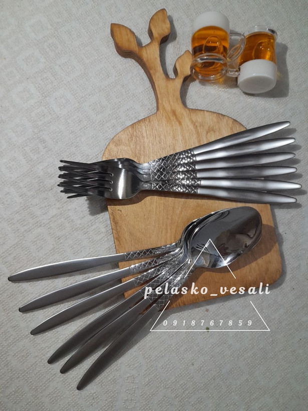 قاشق و چنگال ۶نفره اصل برند یونیک مدل اروپایی حک شده unique 6 pc