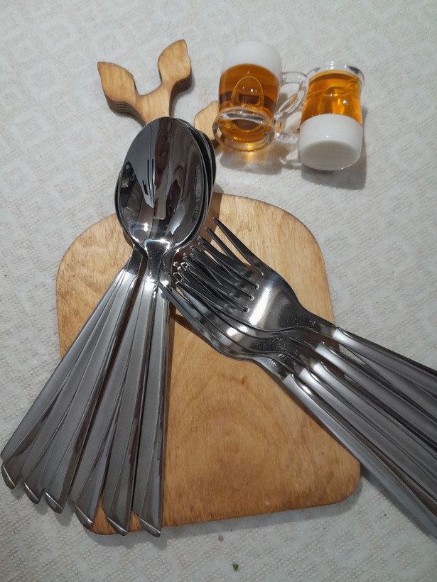 قاشق و چنگال ۶نفره اصل برند یونیک مدل ناخنی حک شده unique 6 pc