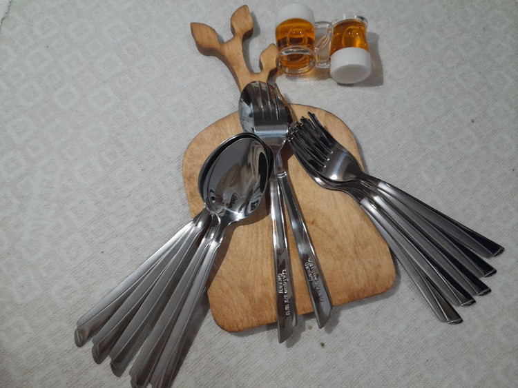 قاشق و چنگال ۶نفره اصل برند یونیک مدل ناخنی حک شده unique 6 pc