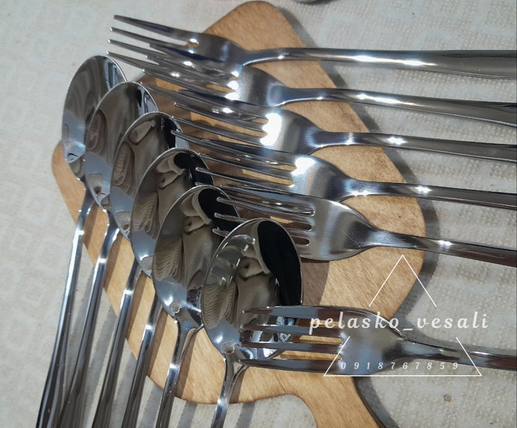 قاشق و چنگال ۶نفره اصل برند یونیک مدل ساده حک شده unique 6 pc