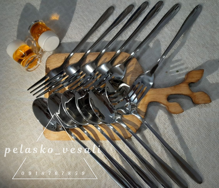 قاشق و چنگال ۶نفره اصل برند یونیک مدل ساده حک شده unique 6 pc