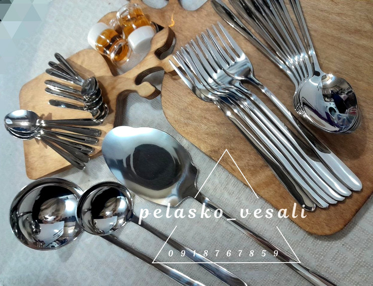 قاشق و چنگال ۶نفره اصل برند یونیک مدل ساده حک شده unique 6 pc