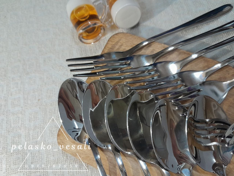 قاشق و چنگال ۶نفره اصل برند یونیک مدل ساده حک شده unique 6 pc