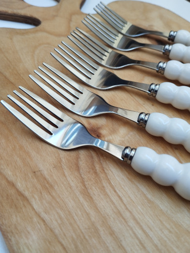 چنگال میوه خوری دسته سرامیکی برندABLLمدل مرواریدی 6 نفره ABLL knife